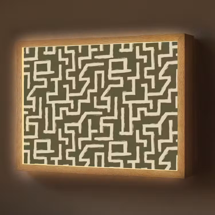 Abstract - Lijnen - Groen Light Box met batterij (Wandlamp) middel 907 -z3d_website