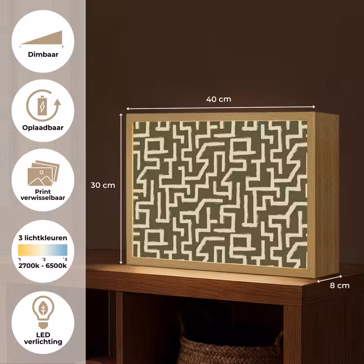 Abstract - Lijnen - Groen Light Box met batterij (Wandlamp) middel 907 -USP_websiteoverzichtNL