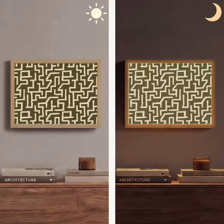 Abstract - Lijnen - Groen Light Box met batterij (Wandlamp) middel 907 -sfeer3