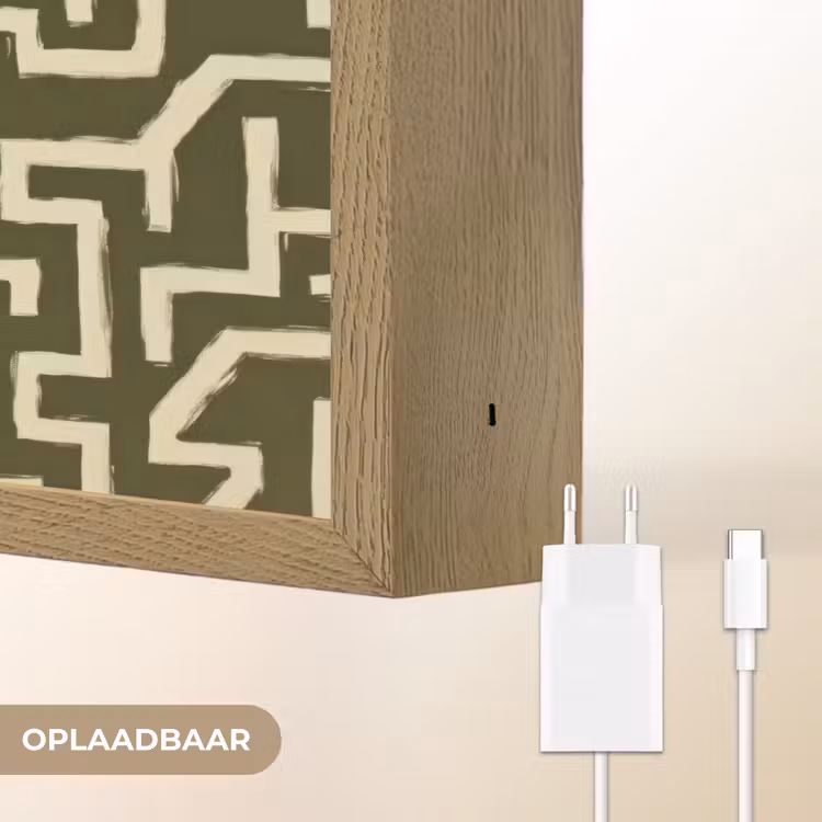 Abstract - Lijnen - Groen Light Box met batterij (Wandlamp) middel 907 -USP_websiteoplaadbaarNL