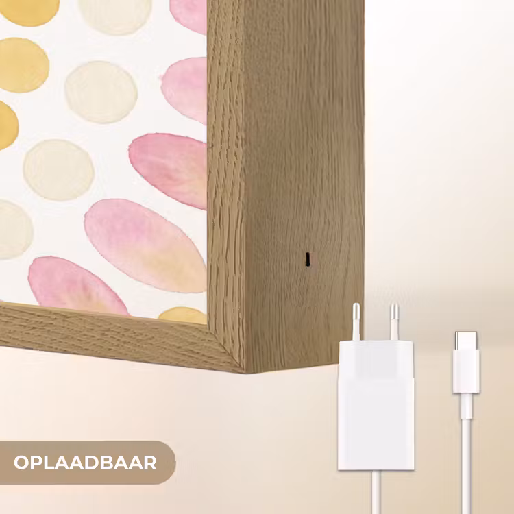Abstract - Mandala - Kunst - Modern - Roze Light Box met batterij (Wandlamp) middel -USP_websiteoplaadbaarNL
