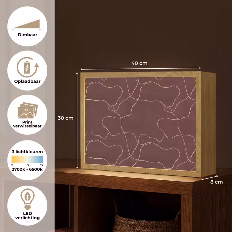 Abstract - Modern - Bruin Light Box met batterij (Wandlamp) middel 907 -USP_websiteoverzichtNL