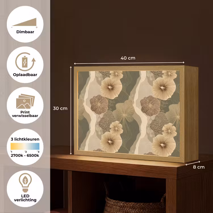 Abstract - Modern - Groen Light Box met batterij (Wandlamp) middel 907 -USP_websiteoverzichtNL