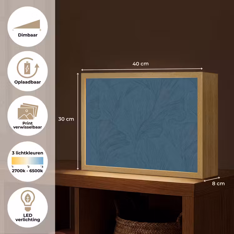 Abstract - Patroon - Donkerblauw - Elegant Light Box met batterij (Wandlamp) middel 907 -USP_websiteoverzichtNL