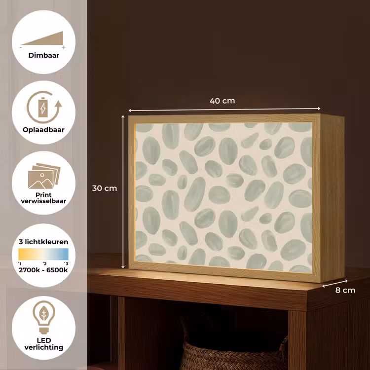 Abstract - Patroon - Organisch - Groen - Modern Light Box met batterij (Wandlamp) middel -USP_websiteoverzichtNL