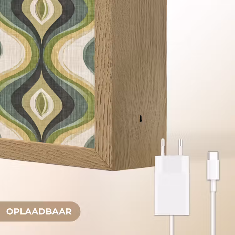 Abstract - Ritmisch - Groen Light Box met batterij (Wandlamp) middel 907 -USP_websiteoplaadbaarNL