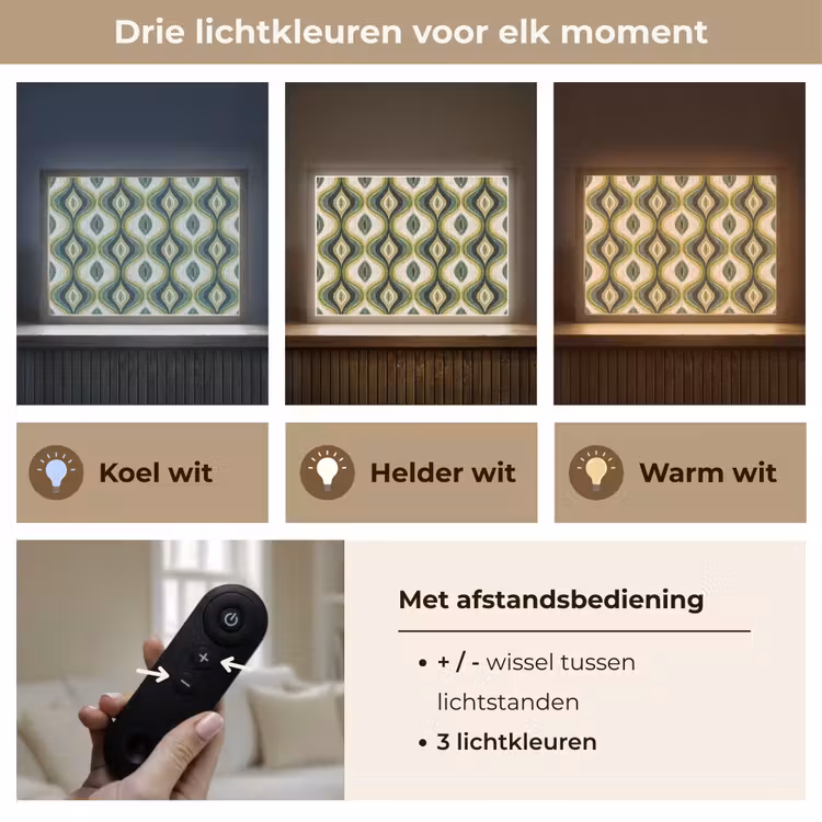 Abstract - Ritmisch - Groen Light Box met batterij (Wandlamp) middel 907 -USP_lichtkleurNL