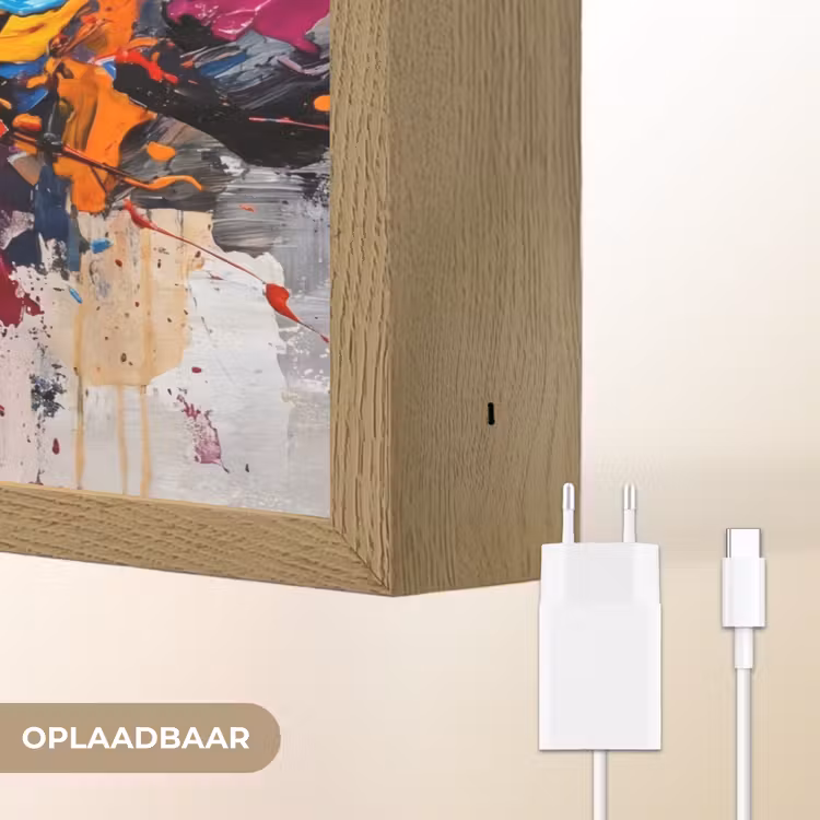Abstract - Schilderij - Kleurrijk - Dynamisch Light Box met batterij (Wandlamp) middel -USP_websiteoplaadbaarNL