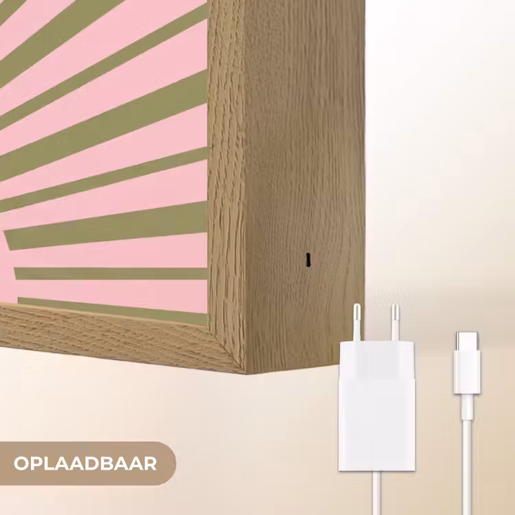Abstract - Stralen - Grafisch - Roze - Groen Light Box met batterij (Wandlamp) middel -USP_websiteoplaadbaarNL