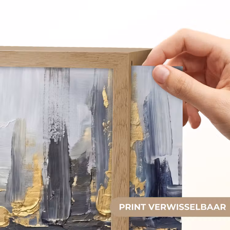 Abstract - Structuur - Goud - Grijs - Modern Light Box met batterij (Wandlamp) middel -USP_websiteprintNL