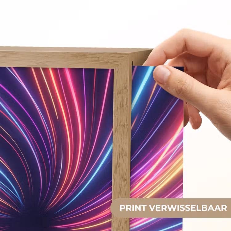 Abstract - Swirl - Futuristic - Neon Light Box met batterij (Wandlamp) middel -USP_websiteprintNL