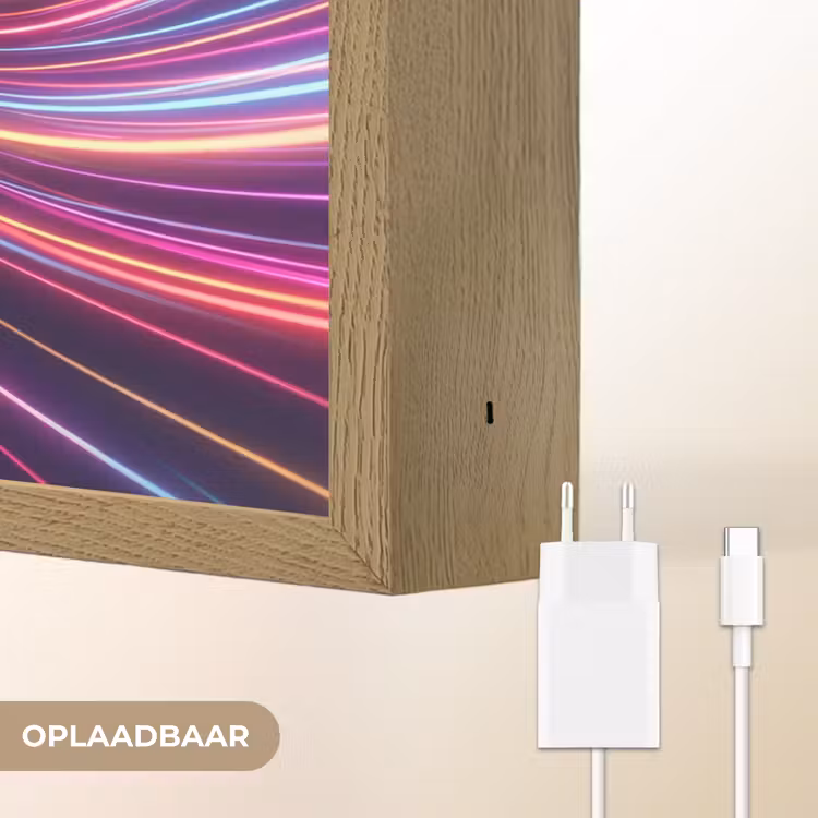 Abstract - Swirl - Futuristic - Neon Light Box met batterij (Wandlamp) middel -USP_websiteoplaadbaarNL