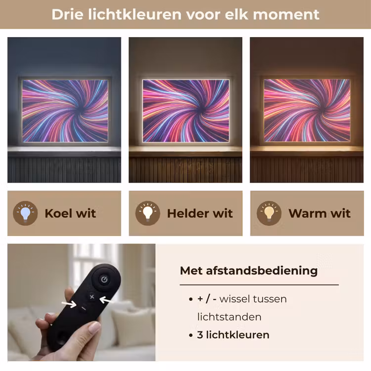 Abstract - Swirl - Futuristic - Neon Light Box met batterij (Wandlamp) middel -USP_lichtkleurNL