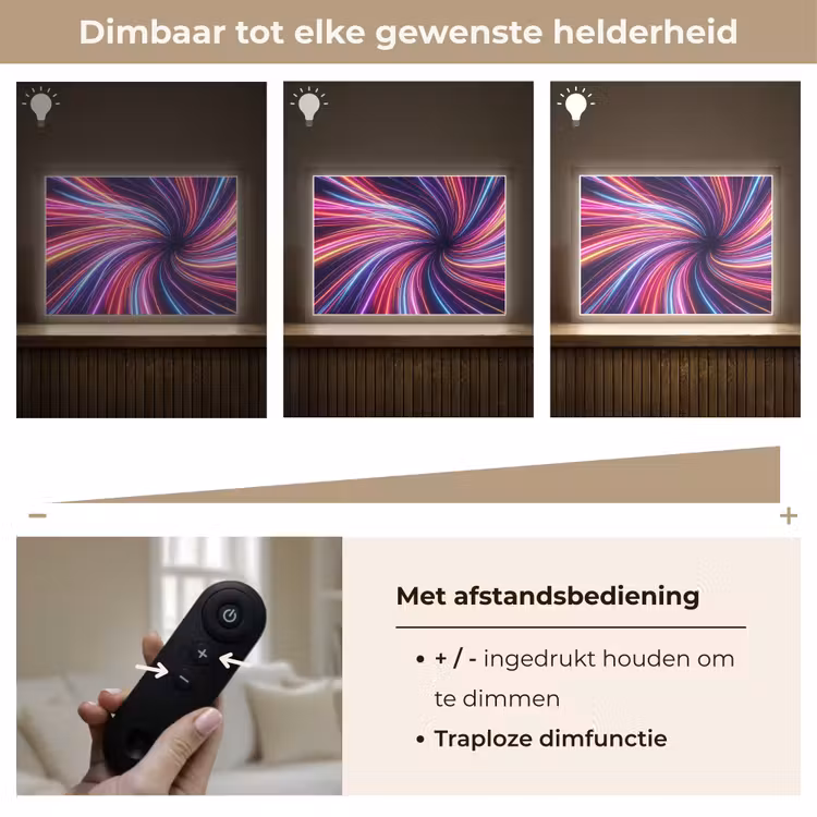 Abstract - Swirl - Futuristic - Neon Light Box met batterij (Wandlamp) middel -USP_dimbaarNL