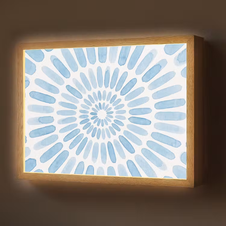 Abstract - Vormen - Kunst - Aquarel - Blauw Light Box met batterij (Wandlamp) middel -z3d_website