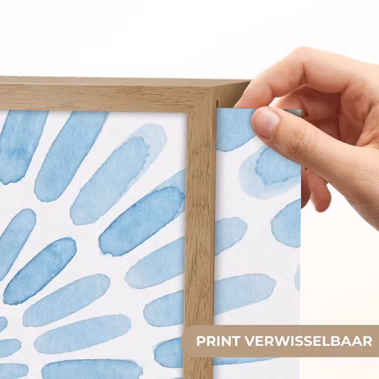 Abstract - Vormen - Kunst - Aquarel - Blauw Light Box met batterij (Wandlamp) middel -USP_websiteprintNL