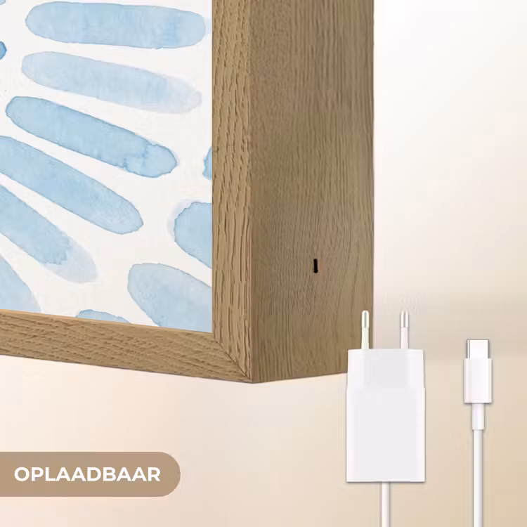 Abstract - Vormen - Kunst - Aquarel - Blauw Light Box met batterij (Wandlamp) middel -USP_websiteoplaadbaarNL