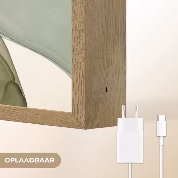 Abstract - Vormen - Modern - Kunst - Groen - Bruin Light Box met batterij (Wandlamp) middel -USP_websiteoplaadbaarNL
