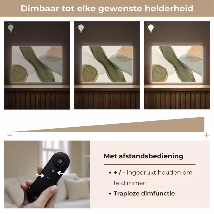Abstract - Vormen - Modern - Kunst - Groen - Bruin Light Box met batterij (Wandlamp) middel -USP_dimbaarNL