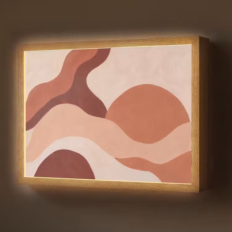 Abstract - Vormen - Organisch - Aardetinten - Modern Light Box met batterij (Wandlamp) middel -z3d_website