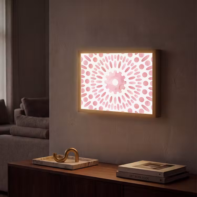 Abstract - Vormen - Patroon - Aquarel - Roze Light Box met batterij (Wandlamp) middel -sfeer1
