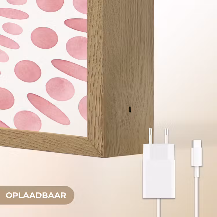Abstract - Vormen - Patroon - Aquarel - Roze Light Box met batterij (Wandlamp) middel -USP_websiteoplaadbaarNL