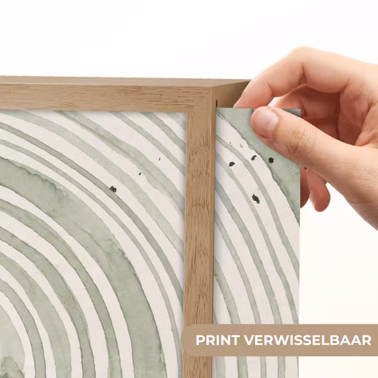 Abstractie - Cirkels - Waterverf - Groen - Modern Light Box met batterij (Wandlamp) middel -USP_websiteprintNL