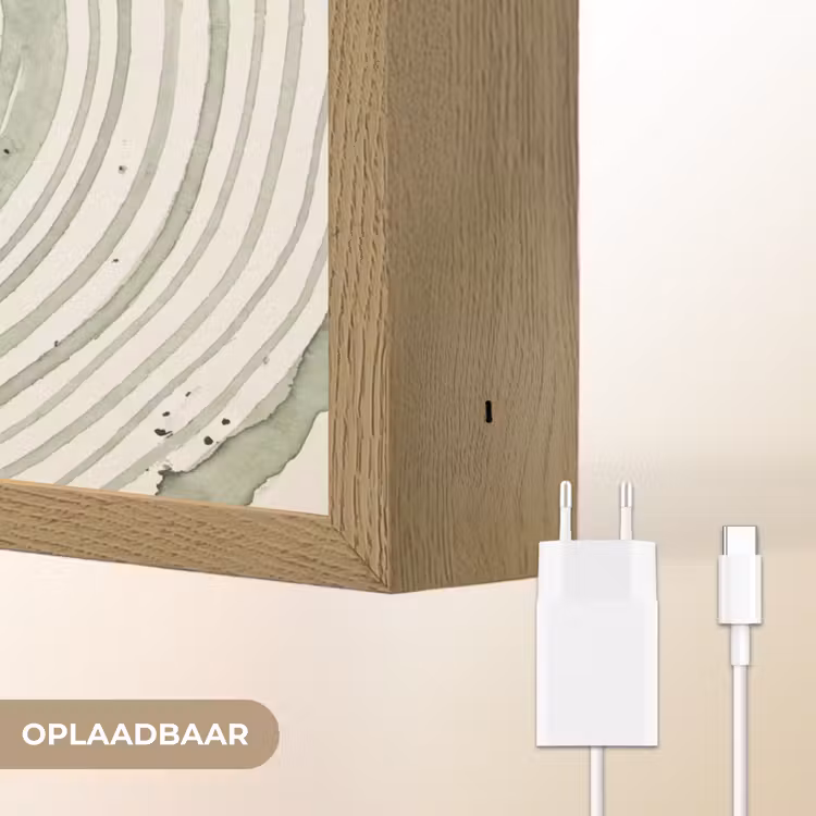 Abstractie - Cirkels - Waterverf - Groen - Modern Light Box met batterij (Wandlamp) middel -USP_websiteoplaadbaarNL