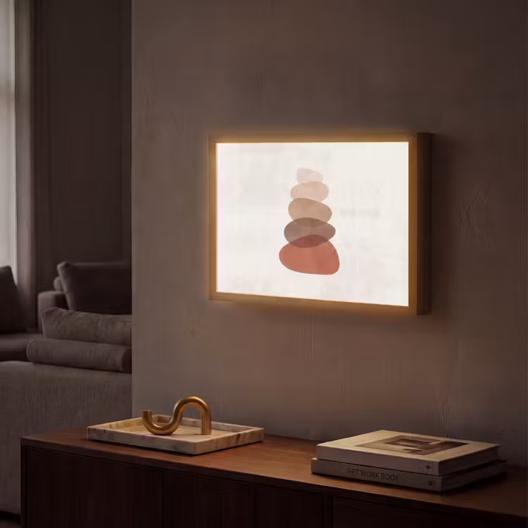 Abstractie - Gestapeld - Balans - Modern - Aardetinten Light Box met batterij (Wandlamp) middel -sfeer1