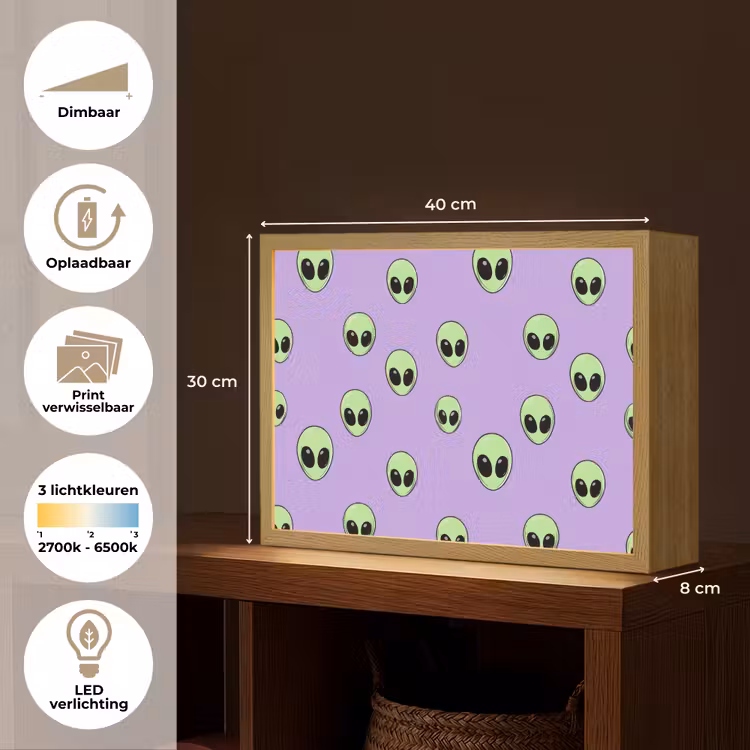 Alien - Retro - Lila Light Box met batterij (Wandlamp) middel 907 -USP_websiteoverzichtNL