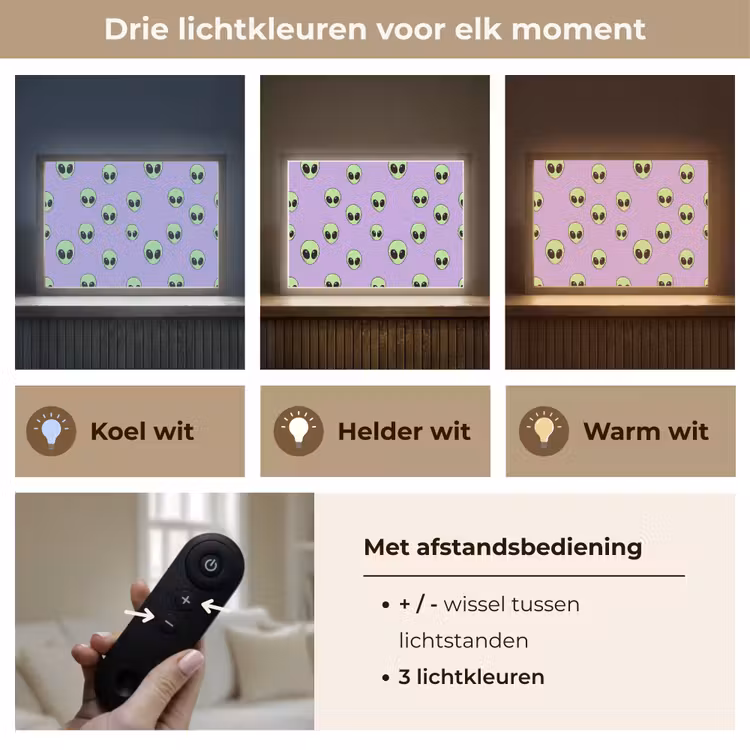 Alien - Retro - Lila Light Box met batterij (Wandlamp) middel 907 -USP_lichtkleurNL