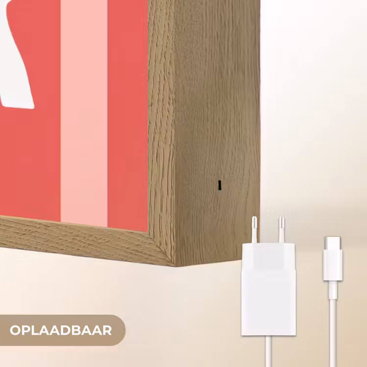 Amor - Strepen - Rood - Roze Light Box met batterij (Wandlamp) middel -USP_websiteoplaadbaarNL