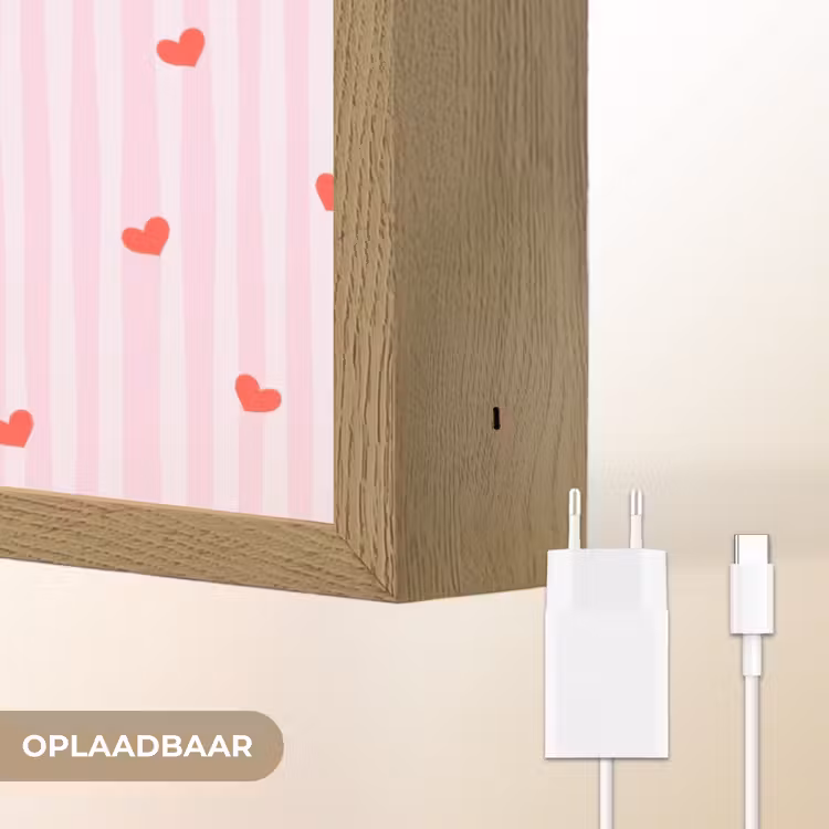 Amore vita sole - Roze - Hartjes Light Box met batterij (Wandlamp) middel -USP_websiteoplaadbaarNL