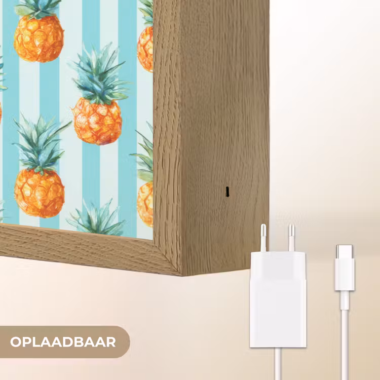 Ananas - Strepen - Groen Light Box met batterij (Wandlamp) middel 907 -USP_websiteoplaadbaarNL