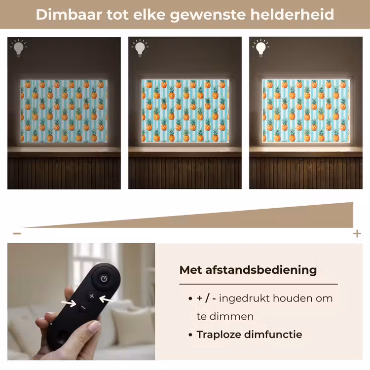Ananas - Strepen - Groen Light Box met batterij (Wandlamp) middel 907 -USP_dimbaarNL