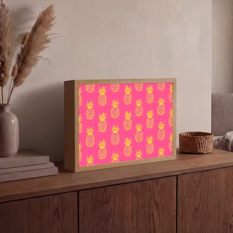 Ananas - Trendy - Roze Light Box met batterij (Wandlamp) middel 907 -sfeer2