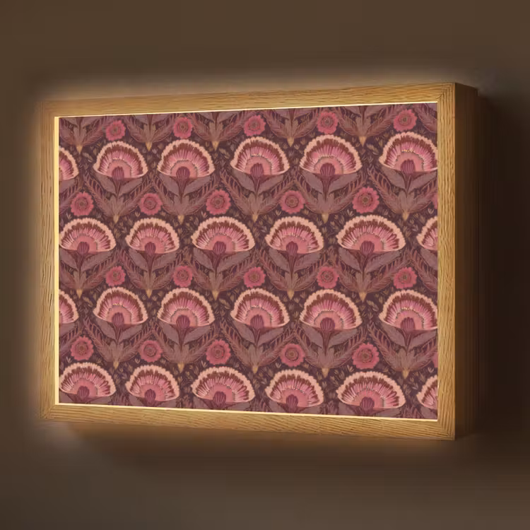 Antiek - Bloemen - Kleurrijk Light Box met batterij (Wandlamp) middel 907 -z3d_website