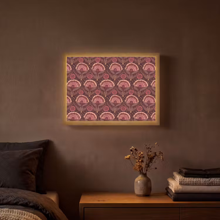 Antiek - Bloemen - Kleurrijk Light Box met batterij (Wandlamp) middel 907 -sfeer4
