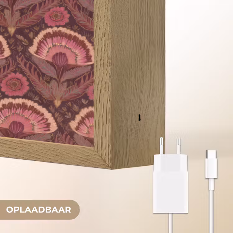 Antiek - Bloemen - Kleurrijk Light Box met batterij (Wandlamp) middel 907 -USP_websiteoplaadbaarNL