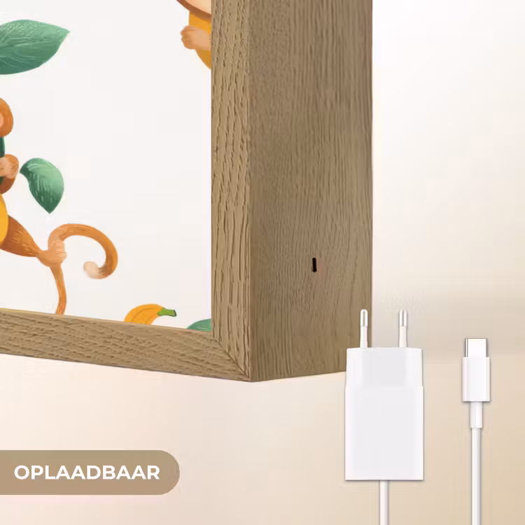 Apen - Lianen - Kleurrijk Light Box met batterij (Wandlamp) middel 907 -USP_websiteoplaadbaarNL