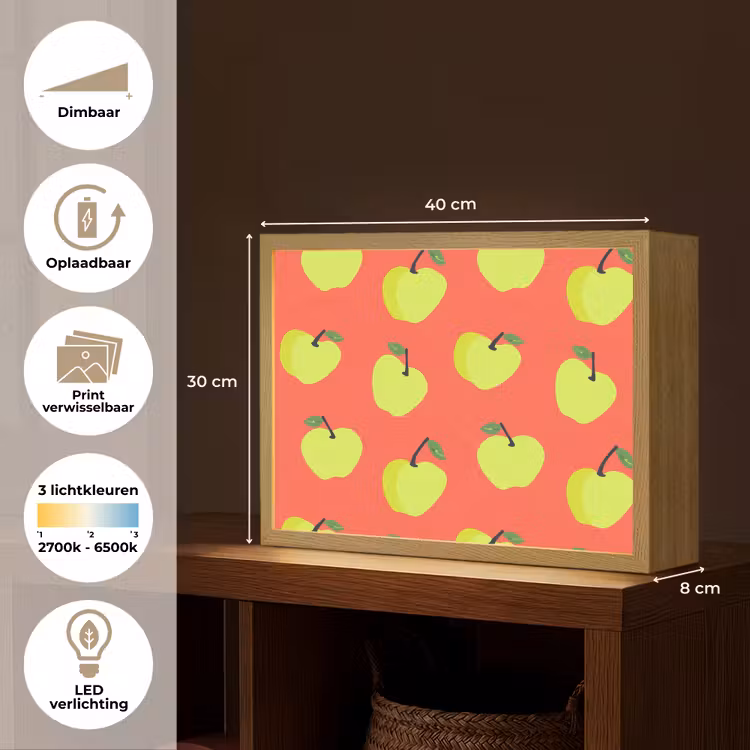 Appels - Modern - Groen Light Box met batterij (Wandlamp) middel 907 -USP_websiteoverzichtNL
