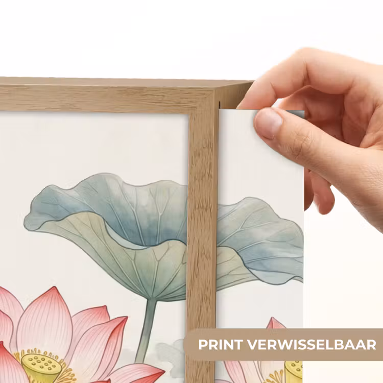 Aquarel - Lotusbloemen - Kleurrijk Light Box met batterij (Wandlamp) middel -USP_websiteprintNL