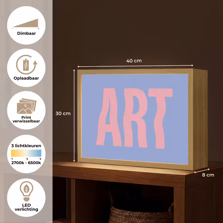 Art - Roze - Blauw Light Box met batterij (Wandlamp) middel -USP_websiteoverzichtNL