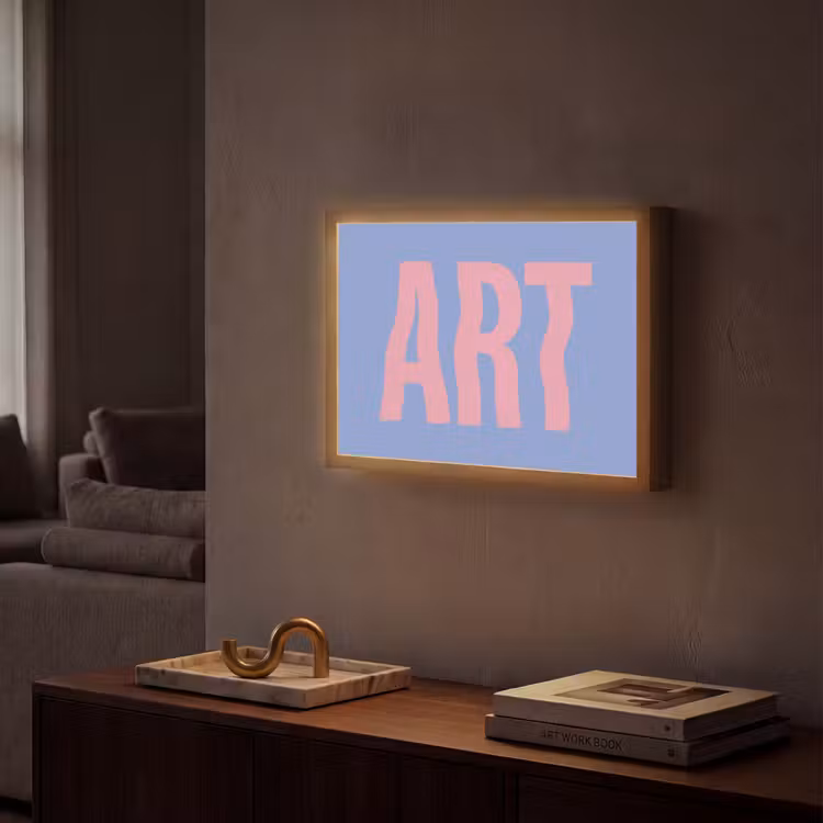 Art - Roze - Blauw Light Box met batterij (Wandlamp) middel -sfeer1