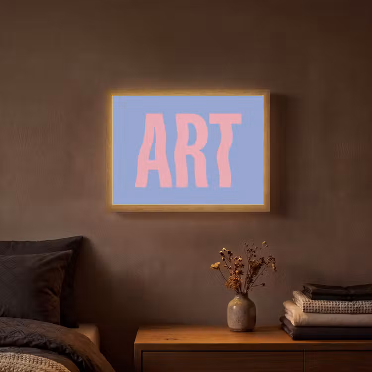 Art - Roze - Blauw Light Box met batterij (Wandlamp) middel -sfeer4