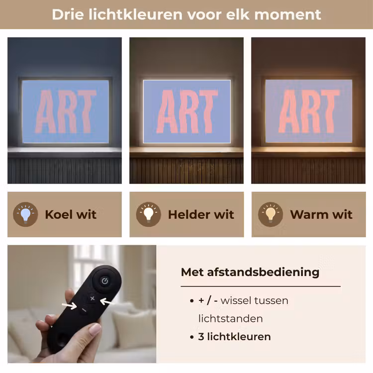 Art - Roze - Blauw Light Box met batterij (Wandlamp) middel -USP_lichtkleurNL