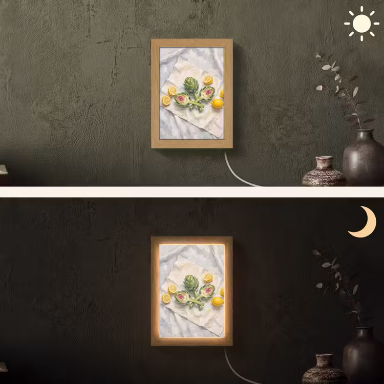 Lightbox - Wandlamp - Artisjok - Citroen - Eten - Artisjok - Citroen - Eten Light Box met kabel (Wandlamp) klein
