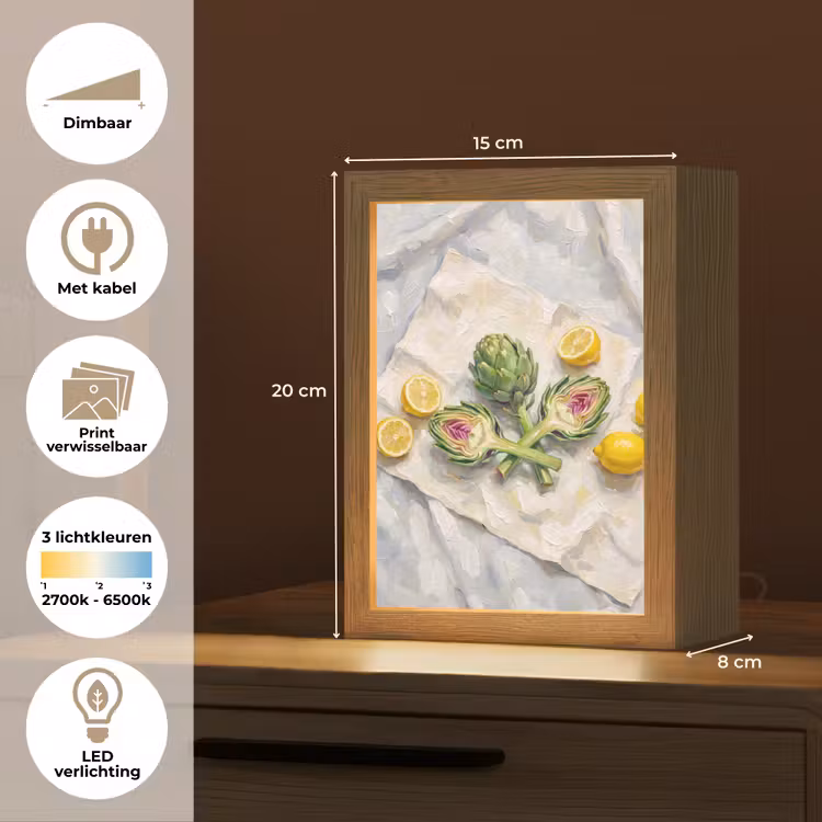 Lightbox - Wandlamp - Artisjok - Citroen - Eten - Artisjok - Citroen - Eten Light Box met kabel (Wandlamp) klein