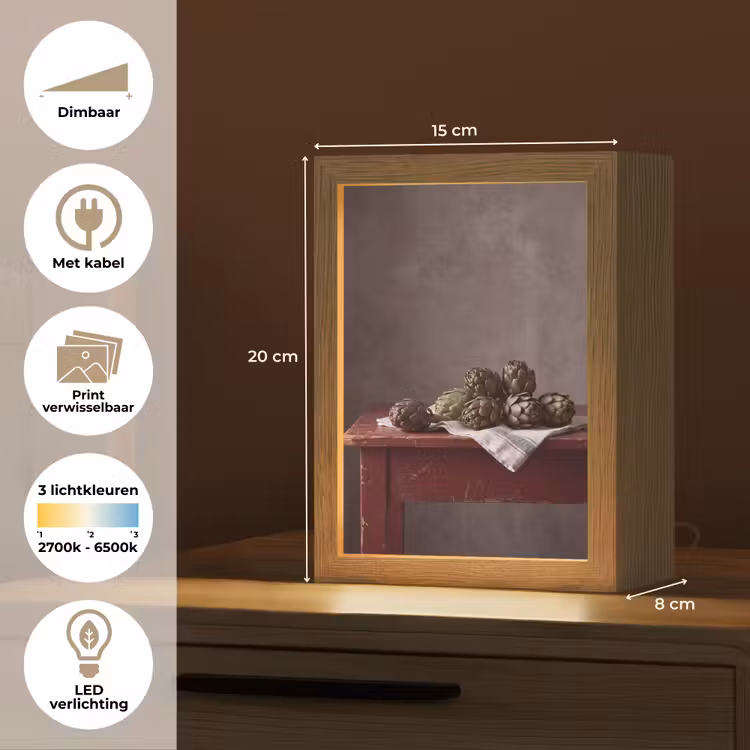 Lightbox - Wandlamp - Artisjok - Eten - Rustiek - Artisjok - Eten - Rustiek Light Box met kabel (Wandlamp) klein