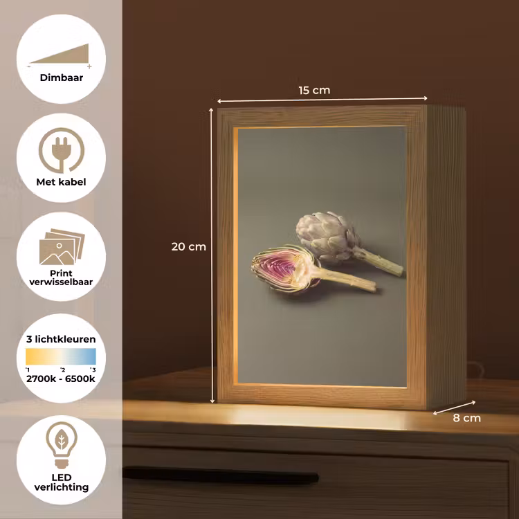 Lightbox - Wandlamp - Artisjok - Paars - Voedsel - Artisjok - Paars - Voedsel Light Box met kabel (Wandlamp) klein